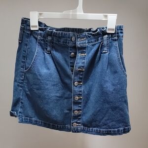 American Eagle Outfitters Dark Blue Button-Front Denim Mini Skirt